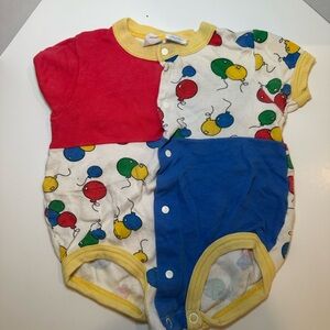 Colorful Balloon Print Baby Romper vintage